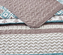 Load image into Gallery viewer, All American Collection Printed Bedspread and Pillow Sham Set Brown &amp; Turquoise
