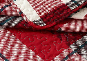 All American Collection Red-Green Plaid Printed Bedspread Set